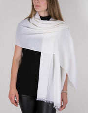An image showing a white Cashmere Pashmina Scarf