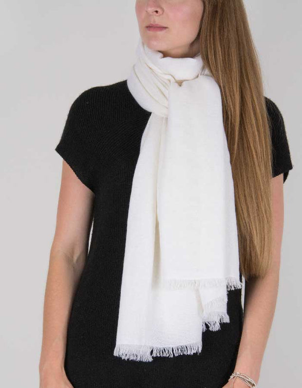 An image showing a white Cashmere Pashmina Scarf