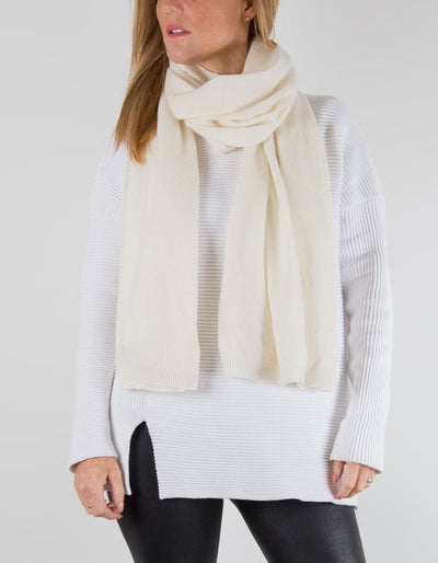 an image showing a cashmere mix scarf in white