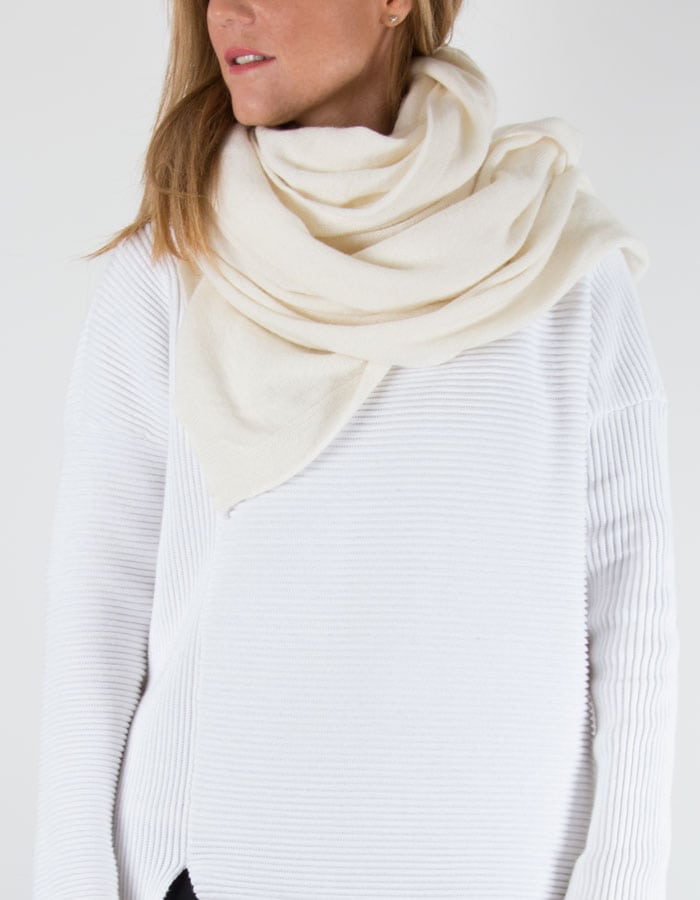 an image showing a cashmere mix scarf in white