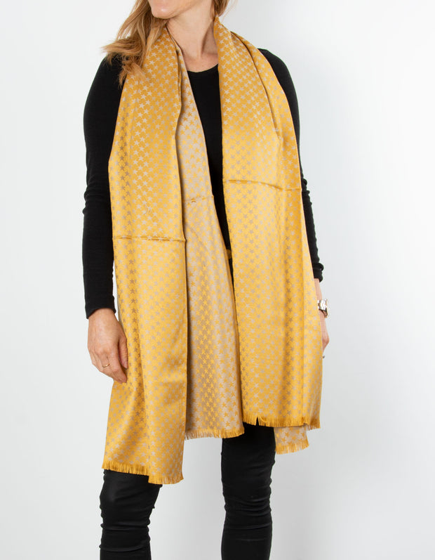 Yellow Star Print Patterned Pashmina